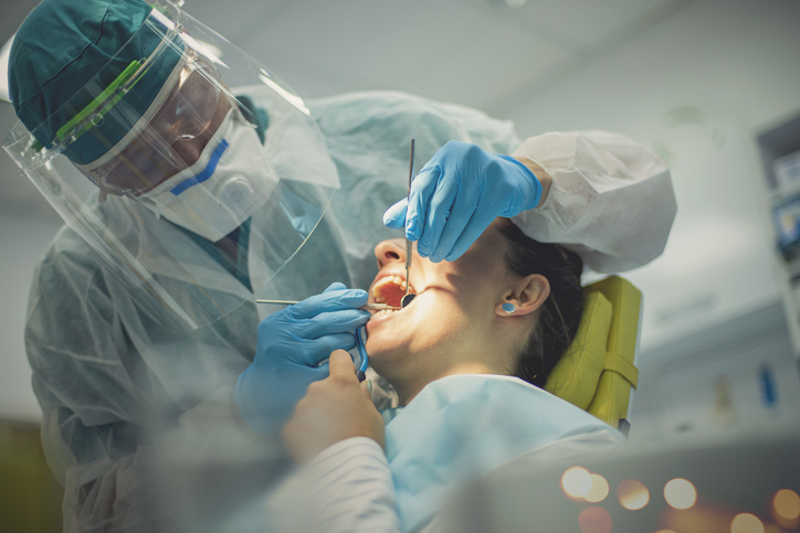 Dentist working on a patient